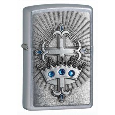 Зажигалка Zippo Cross And Crown Emblem Street Chrome (24875)