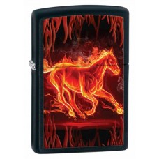 Зажигалка Zippo Horse Flaming Black Matte 28304
