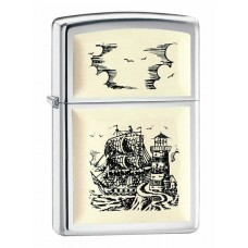 Зажигалка Zippo Scrimshaw Ship High Polish Chrome 359